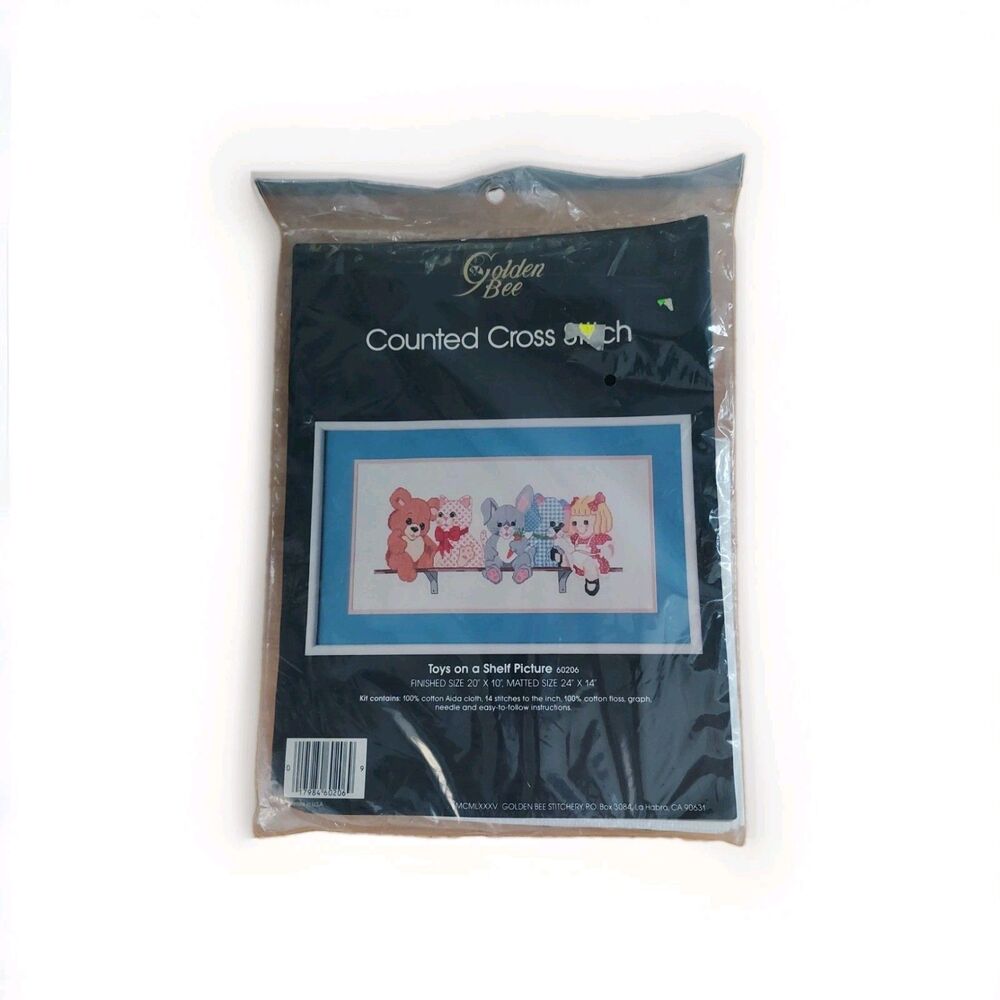 Golden Bee Counted Cross Stitch Kit - Toys On A Shelf #60206 - NEW